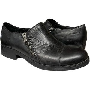 BOC Dorlean Leather Shoe Double Zip Heeled Cap Toe Women 7.5M Black
